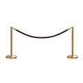 Montour Line Stanchion Post and Rope Kit Sat.Brass, 2 Flat Top 1 Purple Rope C-Kit-2-SB-FL-1-PVR-PE-PB